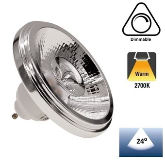 GU10 AR111 LED Spot 12w Wit, 960 Lumen, 24°, Dimbaar, 2 Jaar Garantie