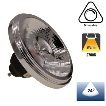 GU10 AR111 LED Spot 12w Zwart, 960 Lumen, 24°, Dimbaar, 2 Jaar Garantie