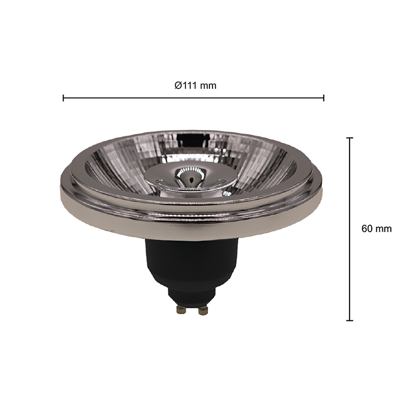 GU10 AR111 LED Spot 12w Zwart, 960 Lumen, 24°, Dimbaar, 2 Jaar Garantie, foto 3 van 6