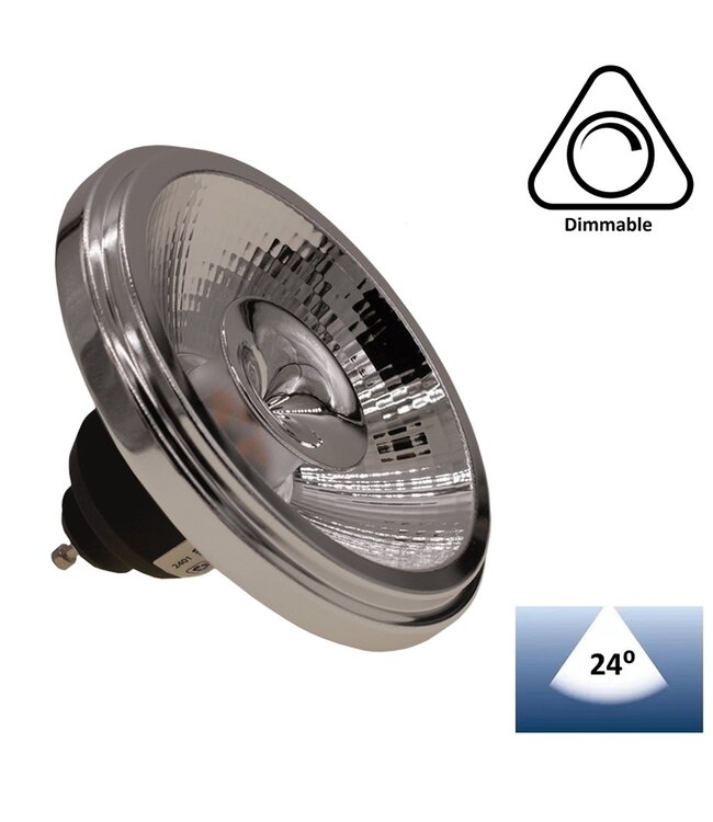 GU10 AR111 LED Spot 12w Zwart, 960 Lumen, 24°, Dimbaar, 2 Jaar Garantie