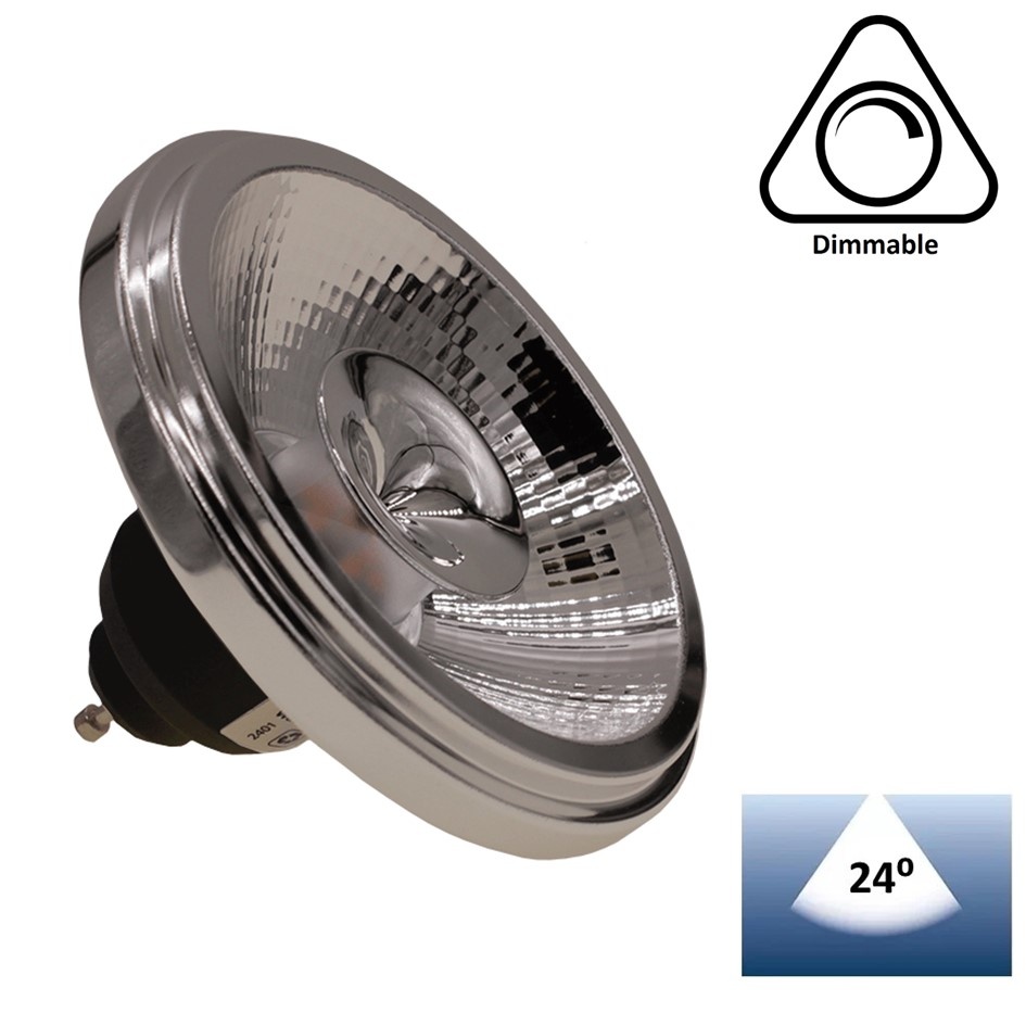 GU10 AR111 LED Spot 12w Zwart, 960 Lumen, 24°, Dimbaar, 2 Jaar Garantie, foto 2 van 6