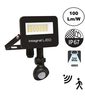 Slim2 LED Floodlight 20w, Met Bewegingssensor, 2000 Lumen (100lm/w), 4000K Neutraal Wit, IP67, IK08, 3 Jaar Garantie