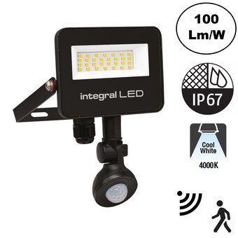 Slim2 LED Floodlight 20w, Met Bewegingssensor, 2000 Lumen (100lm/w), 4000K Neutraal Wit, IP67, IK08, 3 Jaar Garantie