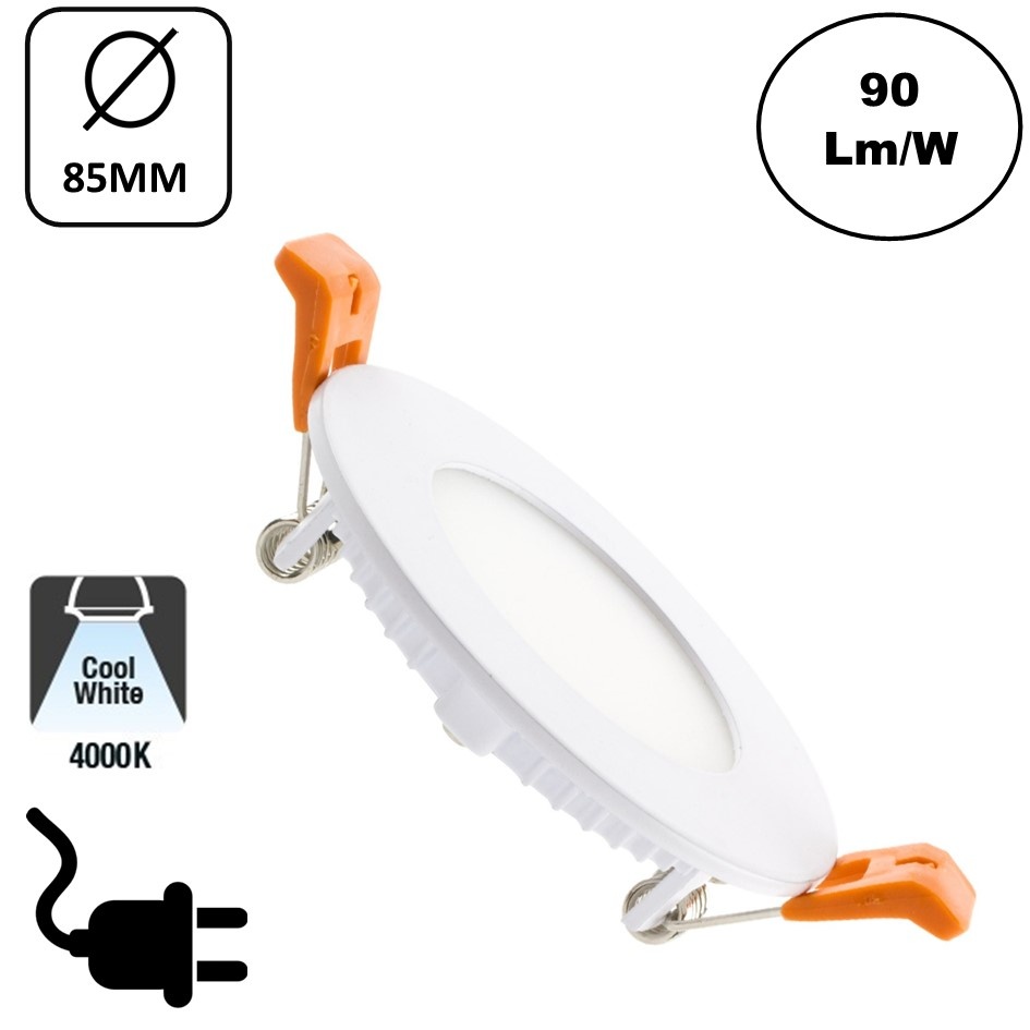 LED Downlighter Slim-U 3w, 270 Lumen, Wit, Aluminium Body, Stekkerklaar, Gatmaat Φ75mm, 2 Jaar Garantie, foto 6 van 6