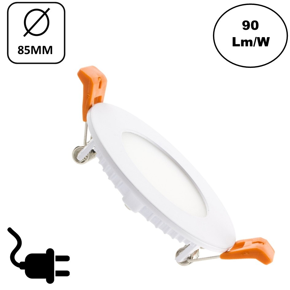 LED Downlighter Slim-U 3w, 270 Lumen, Wit, Aluminium Body, Stekkerklaar, Gatmaat Φ75mm, 2 Jaar Garantie, foto 2 van 6