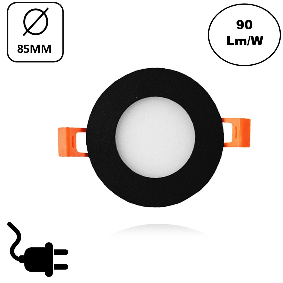 LED Downlighter Slim-U 3w, 270 Lumen, Zwart, Aluminium Body, Stekkerklaar, Gatmaat Φ75mm, 2 Jaar Garantie, foto 2 van 6