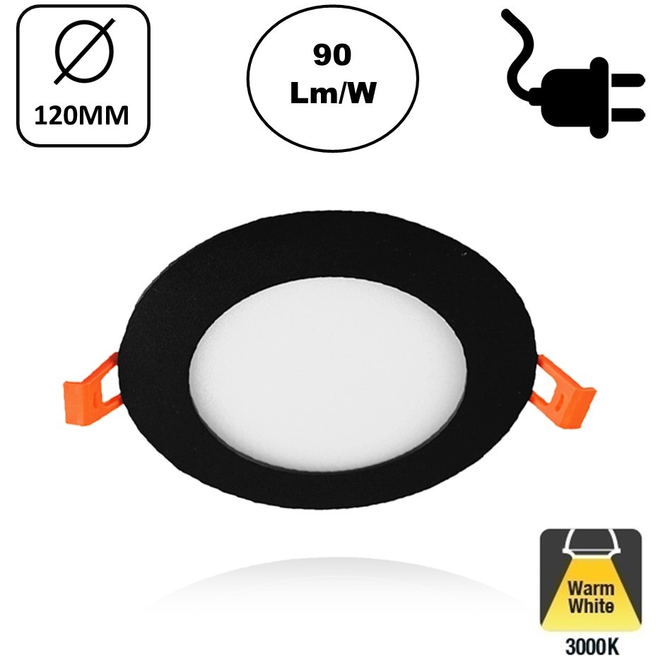 LED Downlighter Slim-U 6w, 540 Lumen, Zwart, Aluminium Body, Stekkerklaar, Gatmaat Φ105mm, 2 Jaar Garantie