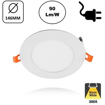 LED Downlighter Slim-U 9w, 810 Lumen, Wit, Aluminium Body, Stekkerklaar, Gatmaat Φ125mm, 2 Jaar Garantie