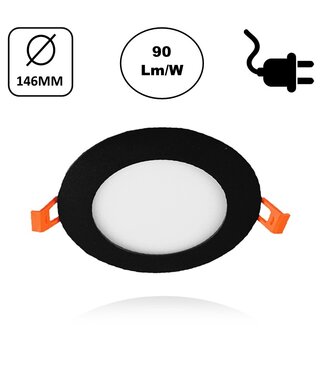 LED Downlighter Slim-U 9w, 810 Lumen, Zwart, Aluminium Body, Stekkerklaar, Gatmaat Φ125mm, 2 Jaar Garantie