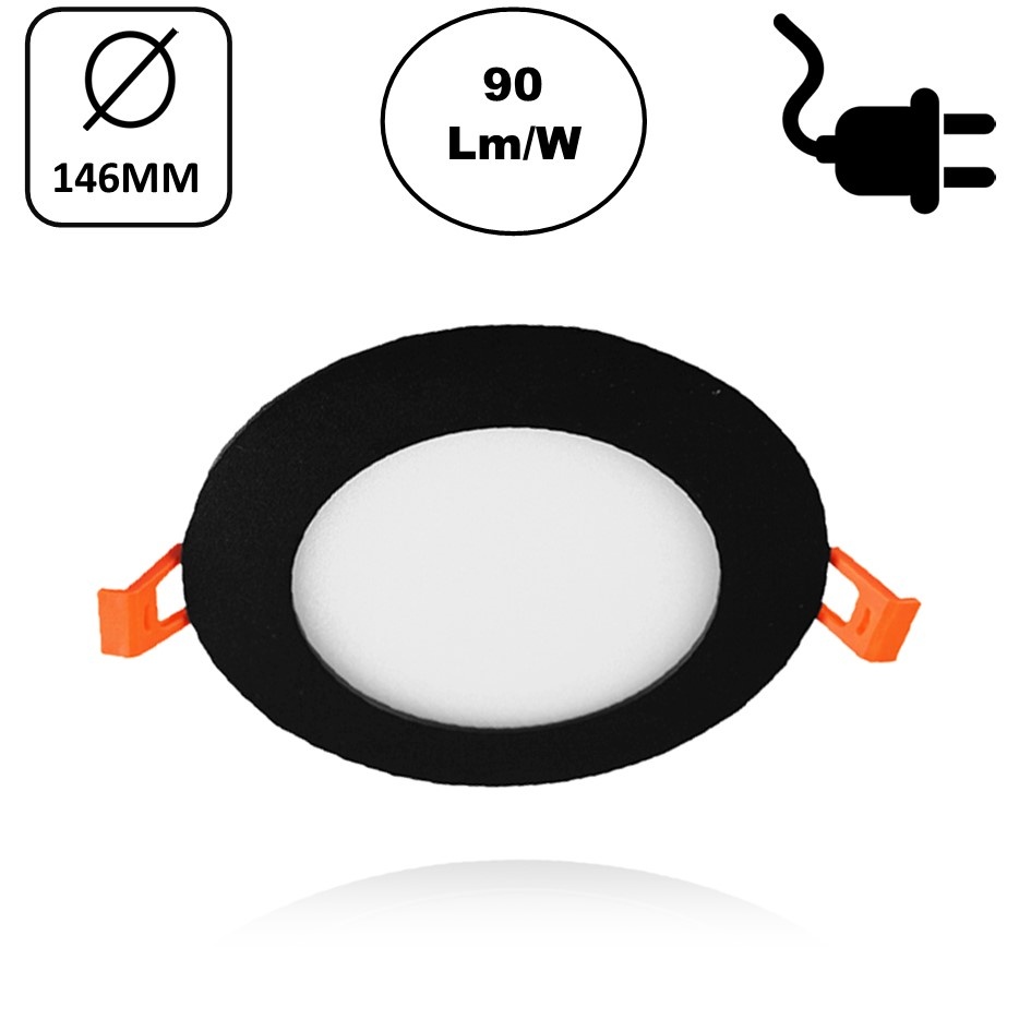 LED Downlighter Slim-U 9w, 810 Lumen, Zwart, Aluminium Body, Stekkerklaar, Gatmaat Φ125mm, 2 Jaar Garantie, foto 2 van 6