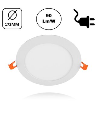 LED Downlighter Slim-U 12w, 1080 Lumen, Wit, Aluminium Body, Stekkerklaar, Gatmaat Φ160mm, 2 Jaar Garantie