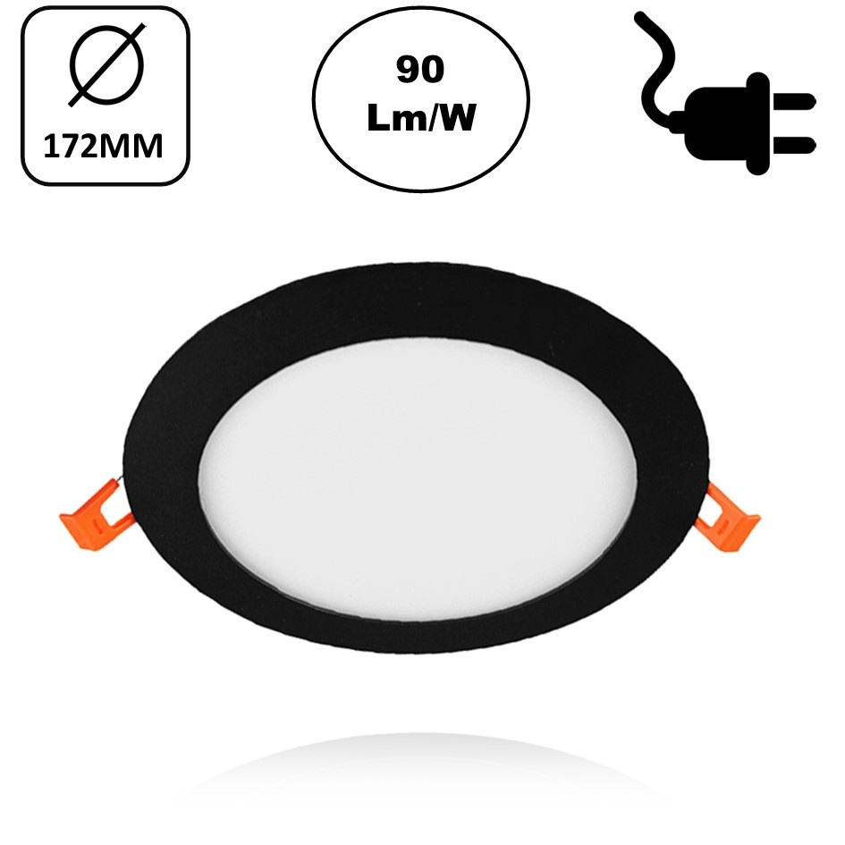 LED Downlighter Slim-U 12w, 1080 Lumen, Zwart, Aluminium Body, Stekkerklaar, Gatmaat Φ160mm, 2 Jaar Garantie, foto 2 van 6