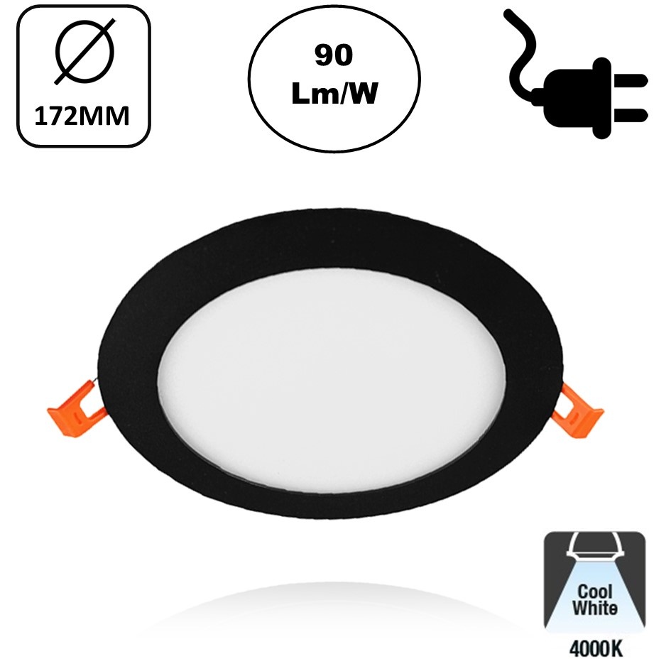 LED Downlighter Slim-U 12w, 1080 Lumen, Zwart, Aluminium Body, Stekkerklaar, Gatmaat Φ160mm, 2 Jaar Garantie, foto 6 van 6