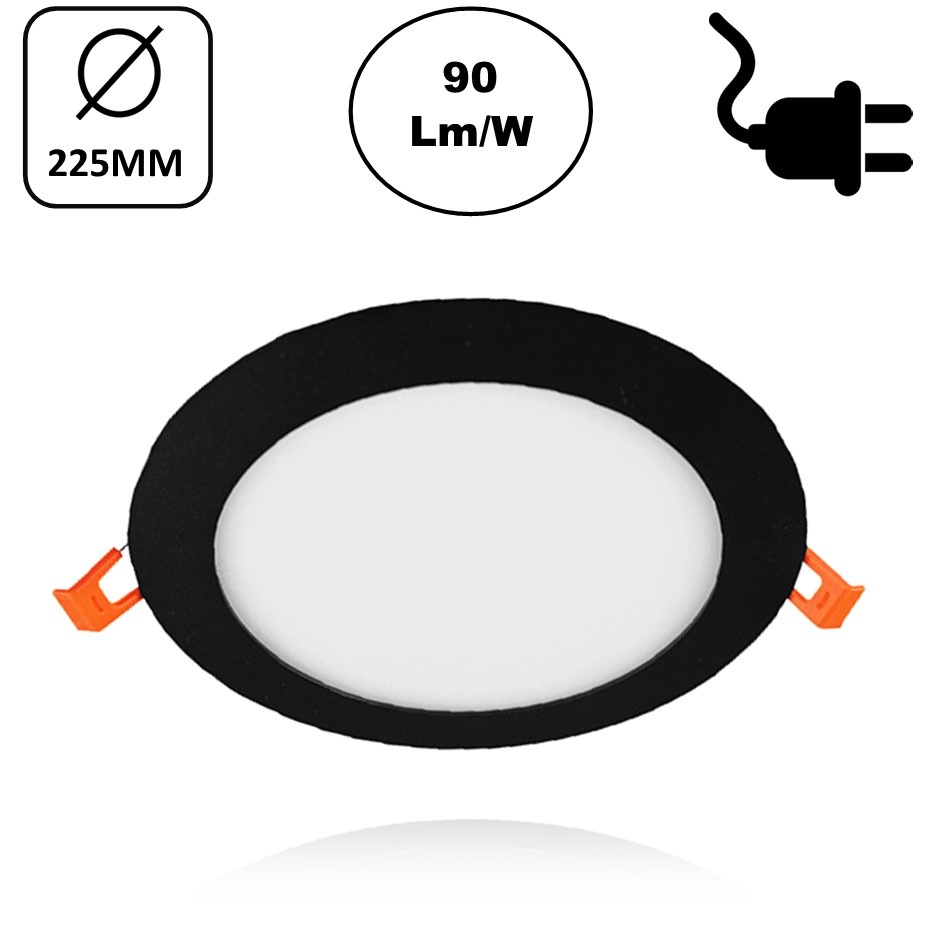 LED Downlighter Slim-U 18w, 1620 Lumen, Zwart, Aluminium Body, Stekkerklaar, Gatmaat Φ210mm, 2 Jaar Garantie, foto 2 van 6