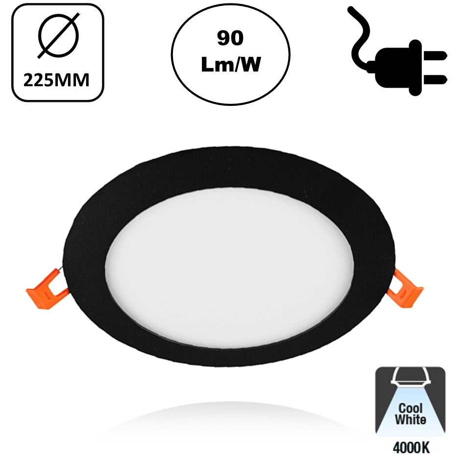 LED Downlighter Slim-U 18w, 1620 Lumen, Zwart, Aluminium Body, Stekkerklaar, Gatmaat Φ210mm, 2 Jaar Garantie, foto 6 van 6