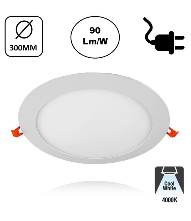 LED Downlighter Slim-U 24w, 2160 Lumen, Wit, Aluminium Body, Stekkerklaar, Gatmaat Φ280mm, 2 Jaar Garantie