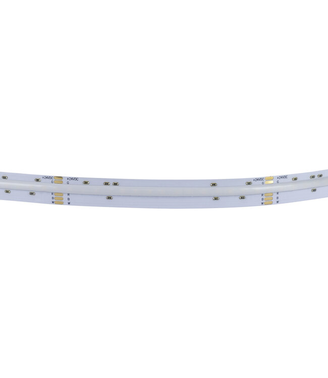 Premium Led Strip ROL 5 Meter COB, 16w/m, 896 led/m, RGB+ Warm Wit (3000K), CRI90, 24v, IP20, 12mm, 3 Jaar garantie