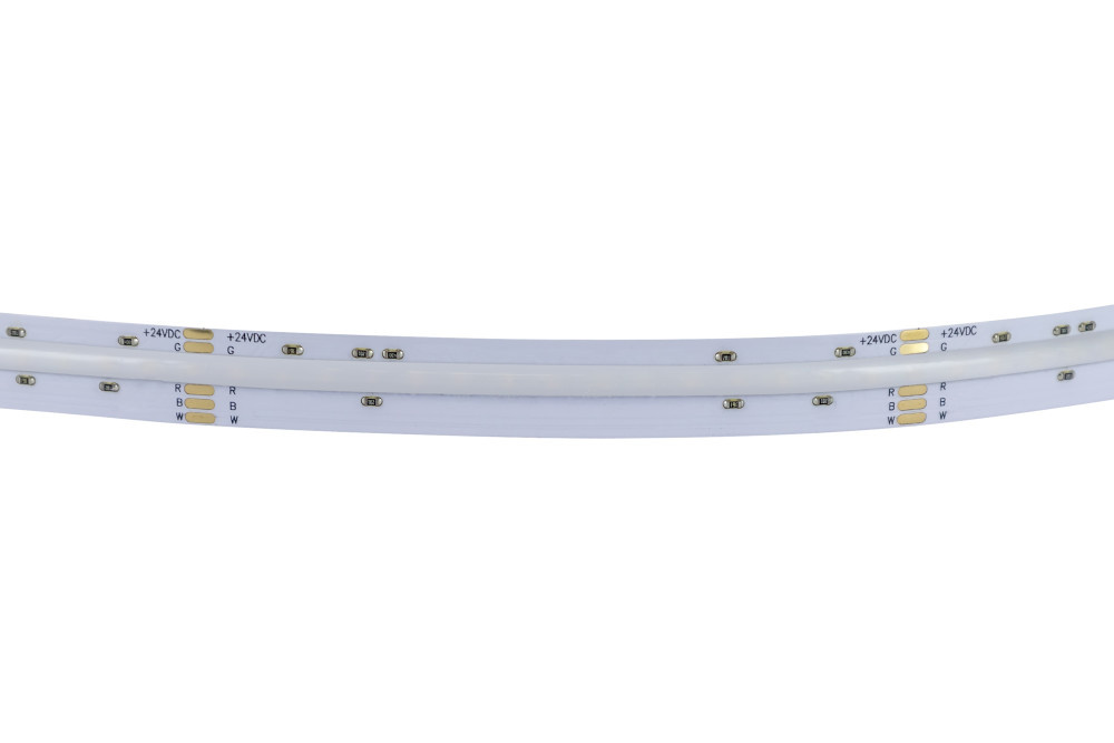 Premium Led Strip ROL 5 Meter COB, 16w/m, 896 led/m, RGB+ Warm Wit (3000K), CRI90, 24v, IP20, 12mm, 3 Jaar garantie, foto 3 van 6