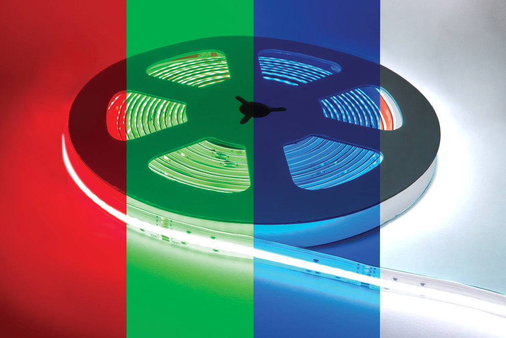 Premium Led Strip ROL 5 Meter COB, 16w/m, 896 led/m, RGB+ Neutraal Wit (4000K), CRI90, 24v, IP20, 12mm, 3 Jaar garantie, foto 4 van 6