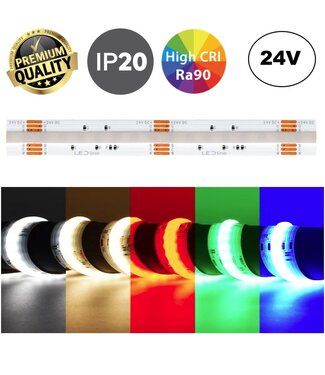 Premium Led Strip ROL 5 Meter COB, 16w/m, 840 led/m, RGB+CCT (2700K>6500K), CRI90, 24v, IP20, 12mm, 3 Jaar garantie