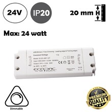 ECOPAC TRIAC Dimming Led Strip voeding 24V/30W/1,2A, Max: 24w, Dimbaar, Afm:155x54x20mm, 2 Jaar Garantie