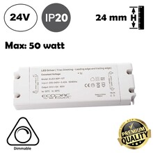 ECOPAC TRIAC Dimming Led Strip voeding 24V/60W/2,5A, Max: 50w, Dimbaar, Afm:178x61x24mm, 2 Jaar Garantie