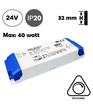 GLP TRIAC Dimming Led Strip voeding 24V/50W/2,08A, Max: 40w, Dimbaar, Afm:166x52x32mm, 2 Jaar Garantie