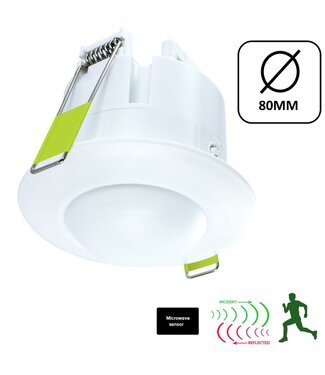 Microwave Inbouw Bewegingsmelder, 360 graden 5.8Ghz Microwave, Detectierange: 10 Meter, Max. 1200w, IP20, 3 Jaar Garantie