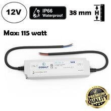 Cobalt Premium IP67 Waterproof Led Strip voeding 12V/144W/12A, Max: 115w, Afm:190x52x37 mm, 3 Jaar Garantie