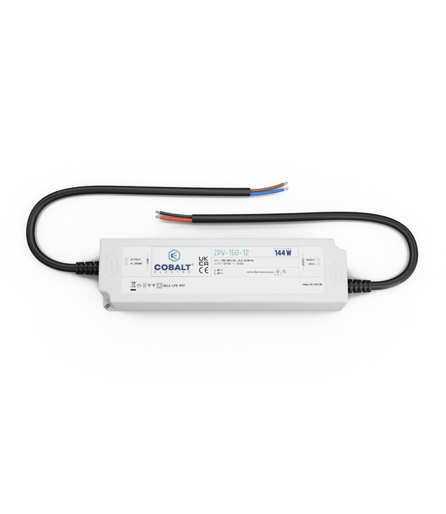 Cobalt Premium IP67 Waterproof Led Strip voeding 12V/144W/12A, Max: 115w, Afm:190x52x37 mm, 3 Jaar Garantie