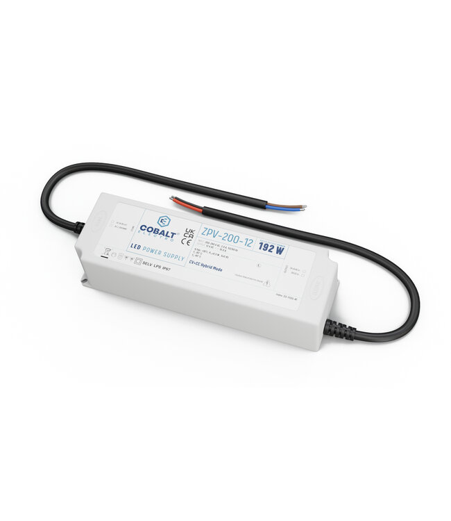 Cobalt Premium IP67 Waterproof Led Strip voeding 12V/192W/16A, Max: 154w, Afm:190x63x38 mm, 3 Jaar Garantie