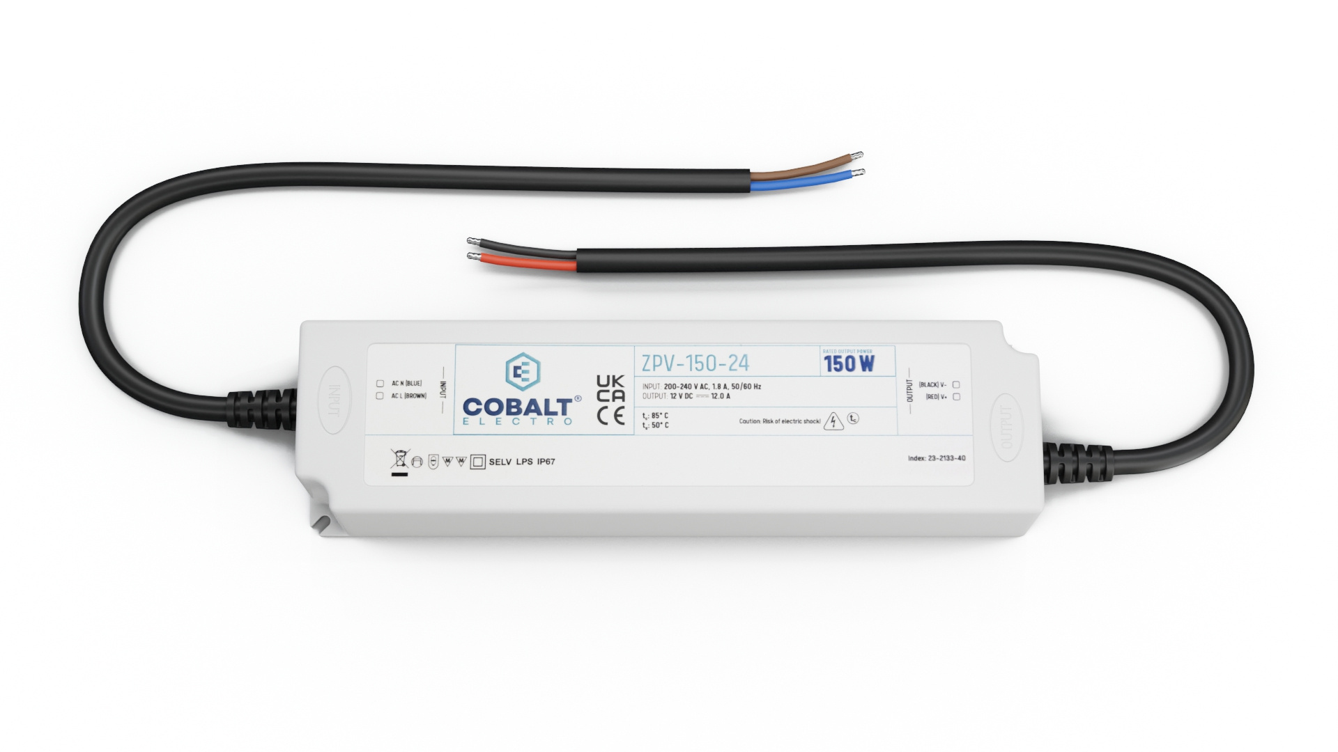 Cobalt Premium IP67 Waterproof Led Strip voeding 24V/150W/6,25A, Max: 120w, Afm:190x52x37 mm, 3 Jaar Garantie, foto 5 van 5