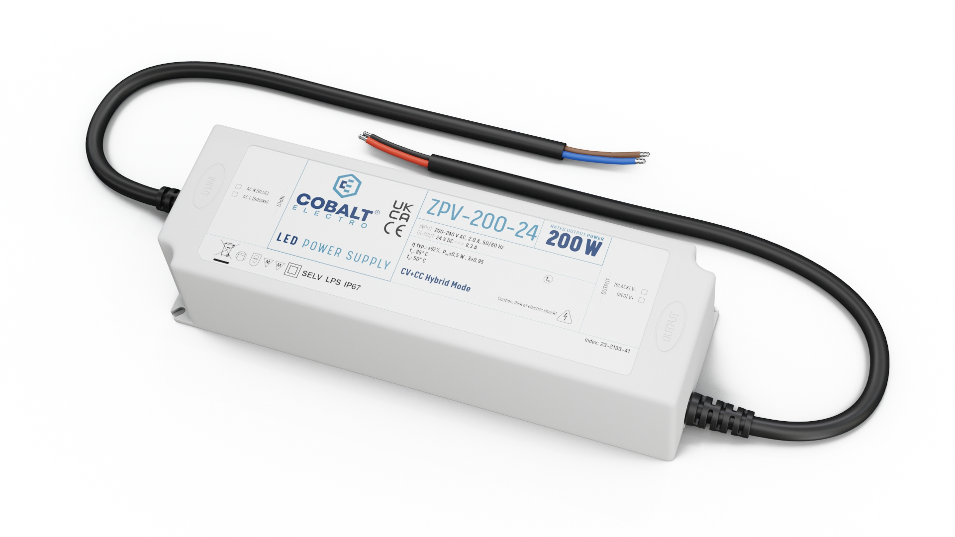 Cobalt Premium IP67 Waterproof Led Strip voeding 24V/200W/8,3A, Max: 160w, Afm:190x63x37 mm, 3 Jaar Garantie, foto 4 van 5