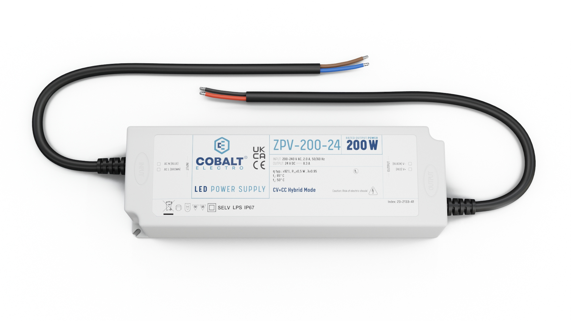 Cobalt Premium IP67 Waterproof Led Strip voeding 24V/200W/8,3A, Max: 160w, Afm:190x63x37 mm, 3 Jaar Garantie, foto 5 van 5