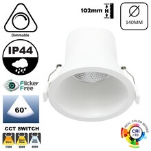 Verluxe Inbouw LED Spot Wit 12w, 900Lm, IP44, CCT Switch (2700K/3000K/4000K), Dimbaar, UGR<16, CRI90, Gatmaat 120mm, 3 Jaar Garantie