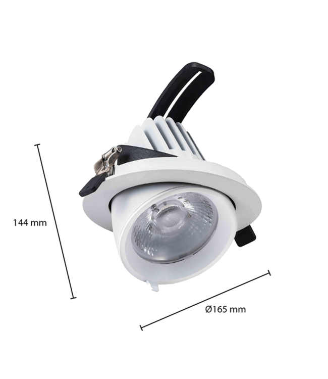 LED Banaanspot 30w, CCT (2700K/3000K/4000K), 2700 lm (90lm/w), Gatmaat 145mm, Wit, 3 Jaar Garantie