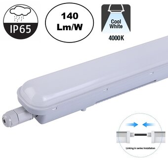 UITVERKOOP: Led Tri Proof 123cm, 36w, 5040 Lumen (140lm/w), Koppelbaar, PH LED Driver, IP65