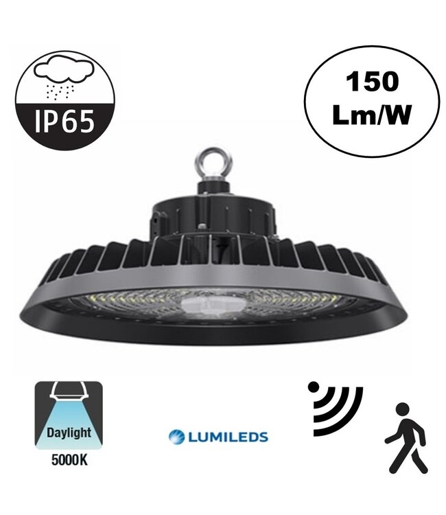 CU2 High Bay Led Ufo 150w, 22500 Lumen, IP65, Met Bewegingssensor, 5 Jaar Garantie