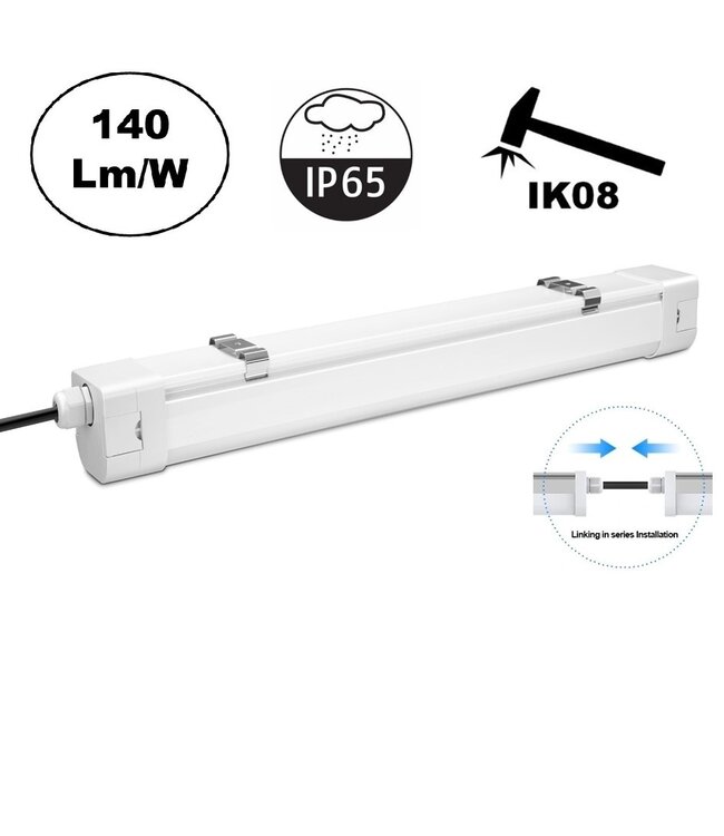 UCT LED Tri Proof 150cm, 45w, 6300 Lumen (140lm/w), PH LED Driver, IK08, IP65, 5 jaar garantie