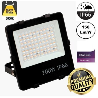 PRO LED Floodlight 100w, 15000 Lumen, Philips Xitanium LED Driver, IP66, 3 Jaar garantie