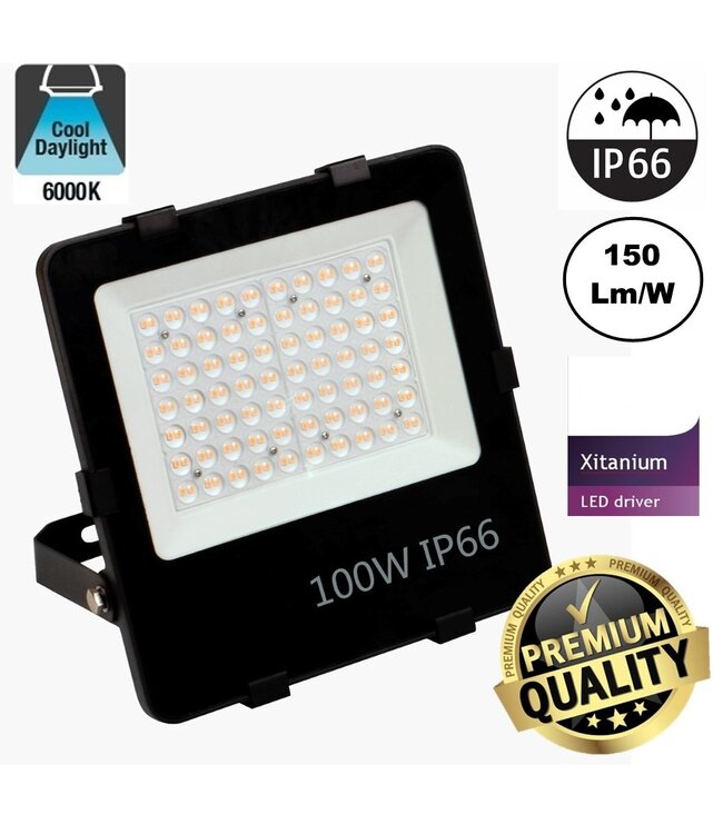 PRO LED Floodlight 100w, 15000 Lumen, Philips Xitanium LED Driver, IP66, 3 Jaar garantie