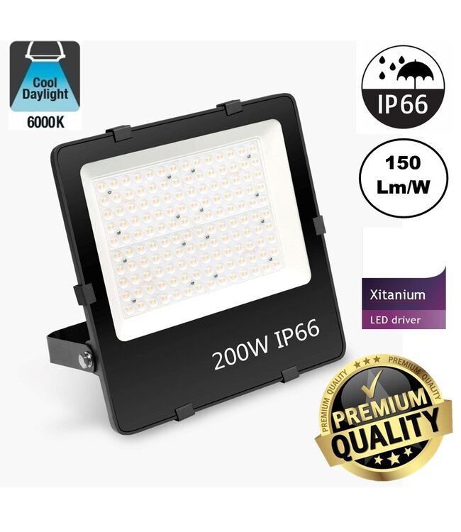 PRO LED Floodlight 200w, 30000 Lumen, Philips Xitanium LED Driver, IP66, 3 Jaar garantie