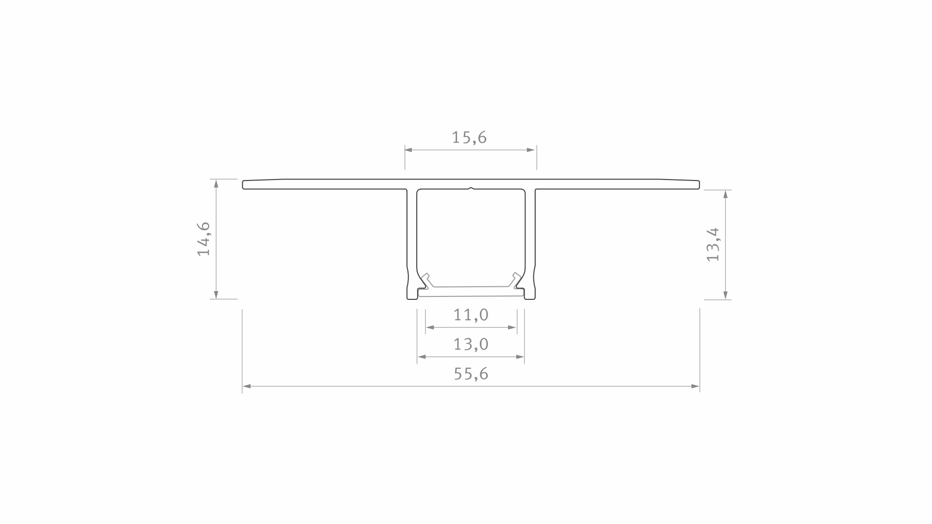 Stuc/Pleister Aluminium Led Strip Profiel Fal-Norman | ALU | 14,6x55,6mm | Tot 2 Meter leverbaar, foto 6 van 6