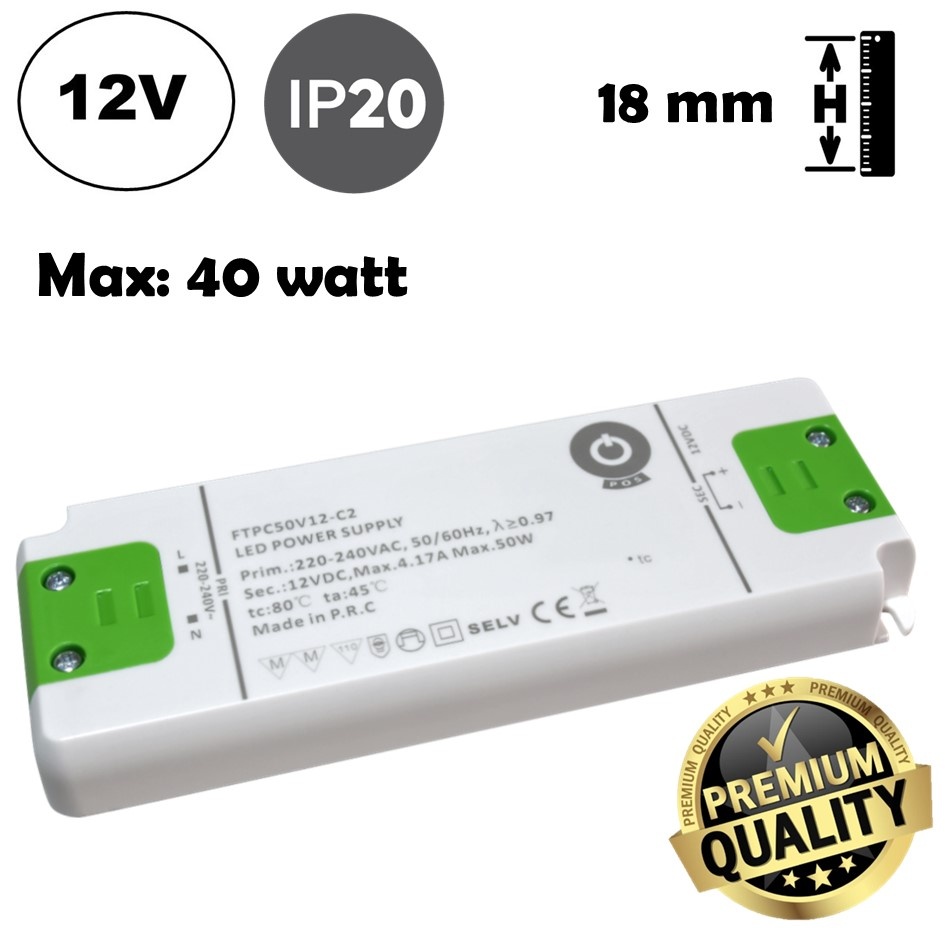 POS Premium Led Strip voeding 12V/50W/4,16A, Max: 40w, Afm: 160x58x18mm, 3 Jaar Garantie