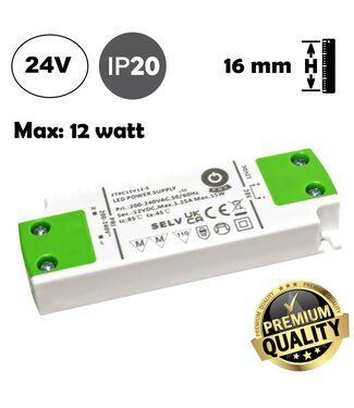 POS Premium Led Strip voeding 24V/15W/0,62A, Max: 12w, Afm:101x36x16mm, 3 Jaar Garantie