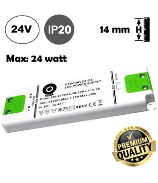 POS Premium Led Strip voeding 24V/30W/1,25A, Max: 24w, Afm:154x50x14mm, 3 Jaar Garantie