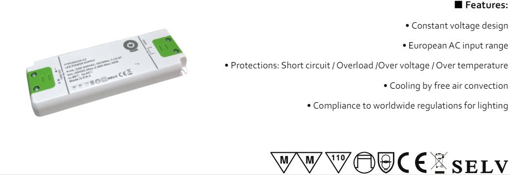 POS Premium Led Strip voeding 24V/50W/2,05A, Max: 40w, Afm:160x58x18mm, 3 Jaar Garantie, foto 2 van 4