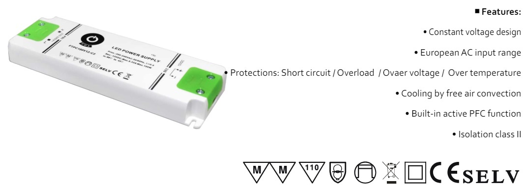 POS Premium Led Strip voeding 24V/100W/4,17A, Max: 80w, Afm:164x57x17mm, 3 Jaar Garantie, foto 2 van 3