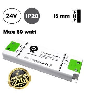 POS Premium Led Strip voeding 24V/100W/4,17A, Max: 80w, Afm:164x57x17mm, 3 Jaar Garantie