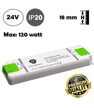 POS Premium Led Strip voeding 24V/150W/6,25A, Max: 120w, Afm:177x57x18mm, 3 Jaar Garantie